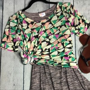 Pastel geo print linen tee